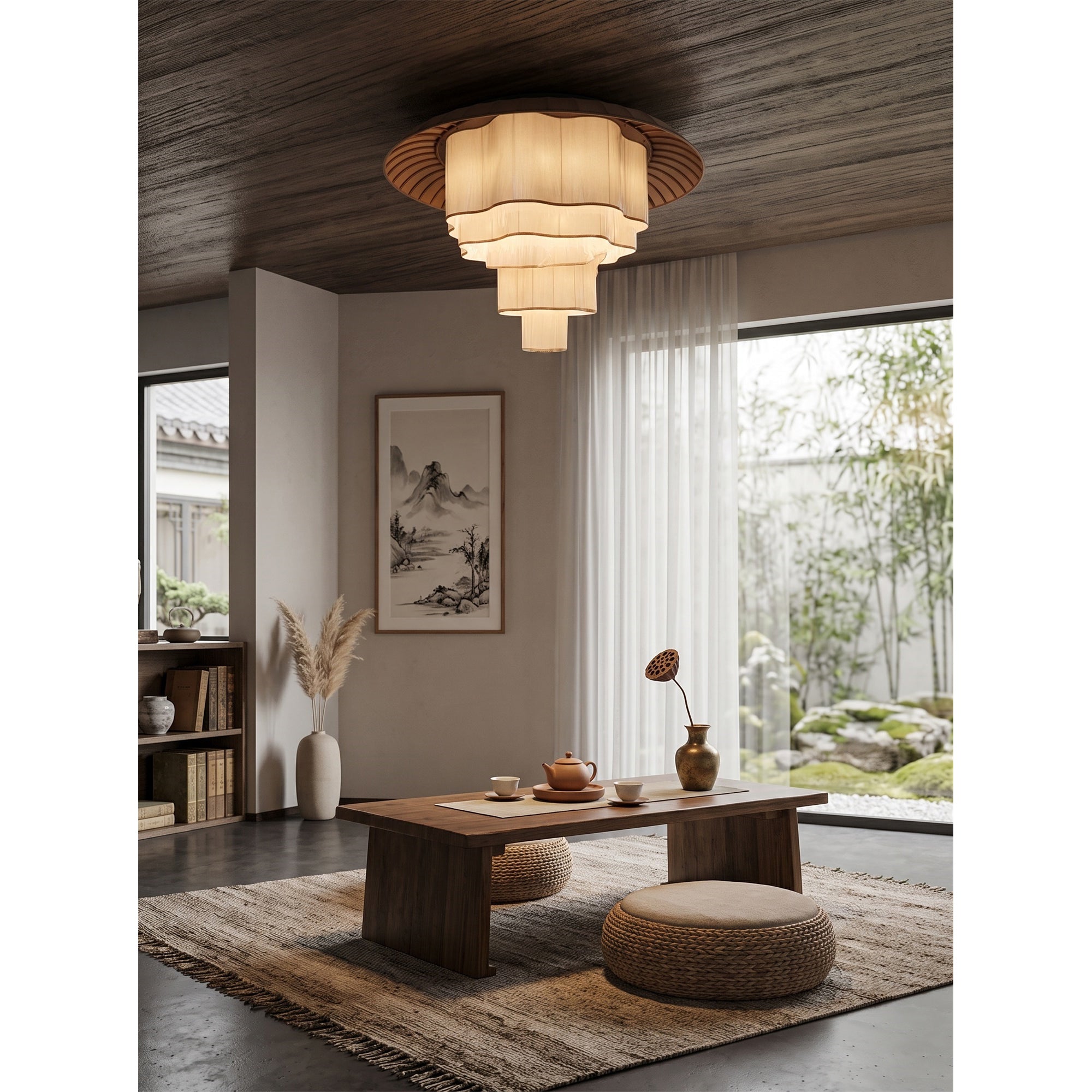 Tiered Wave-edge Fabric Chandelier