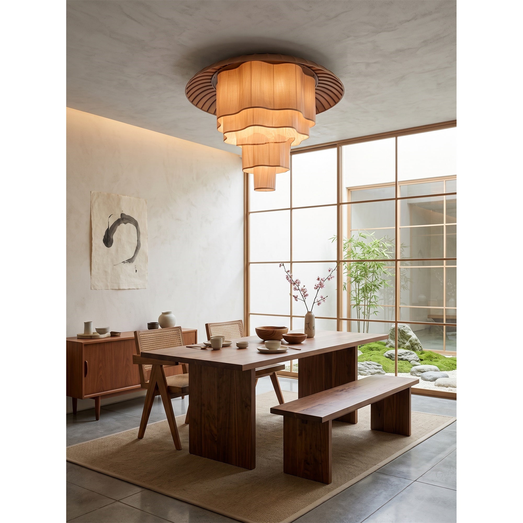 Tiered Wave-edge Fabric Chandelier