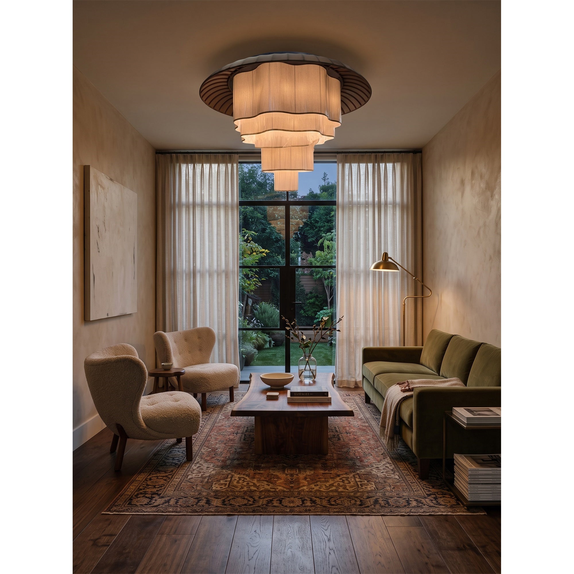 Tiered Wave-edge Fabric Chandelier