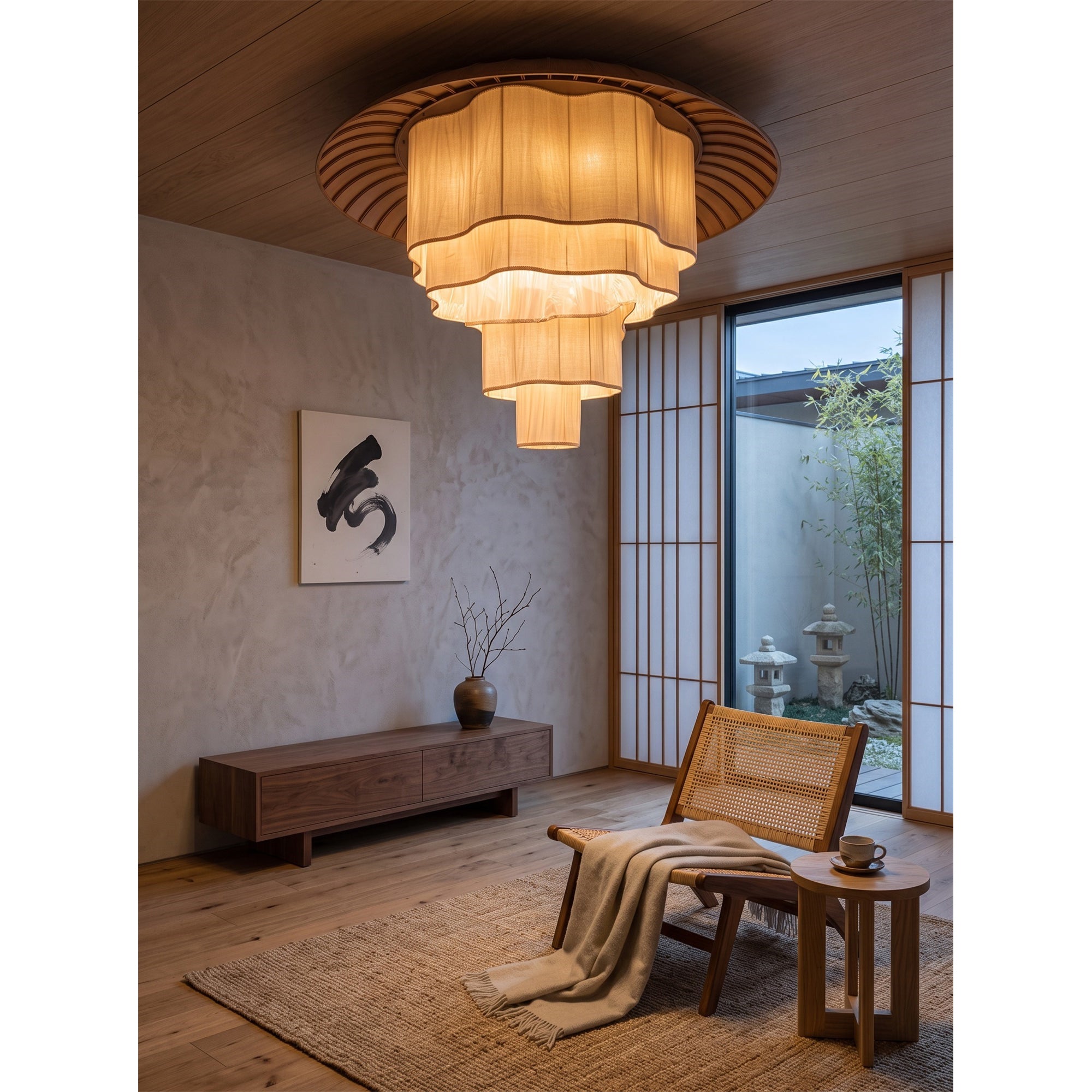 Tiered Wave-edge Fabric Chandelier