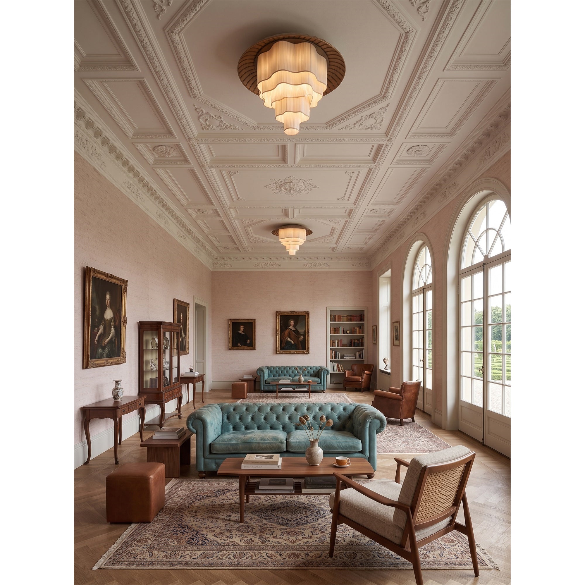 Tiered Wave-edge Fabric Chandelier