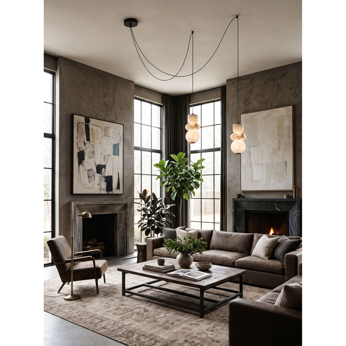 Totem Alabaster Adjustable Chandelier