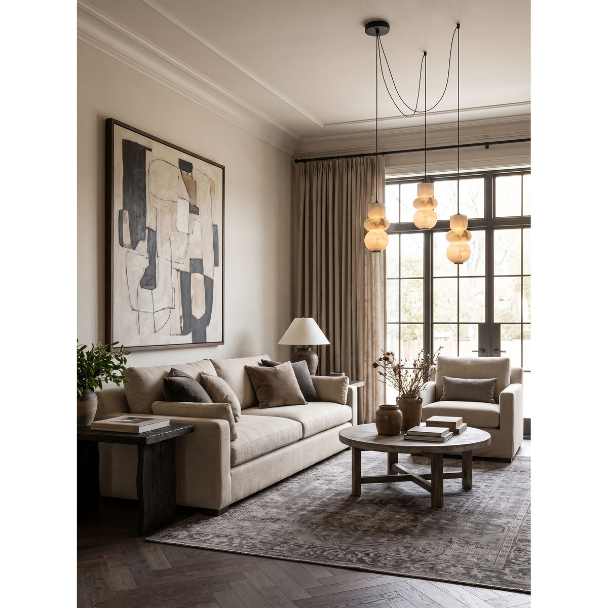 Totem Alabaster Adjustable Chandelier