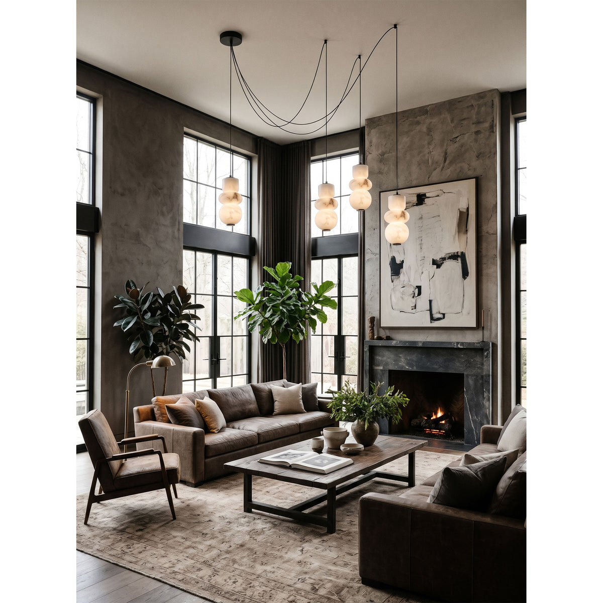Totem Alabaster Adjustable Chandelier