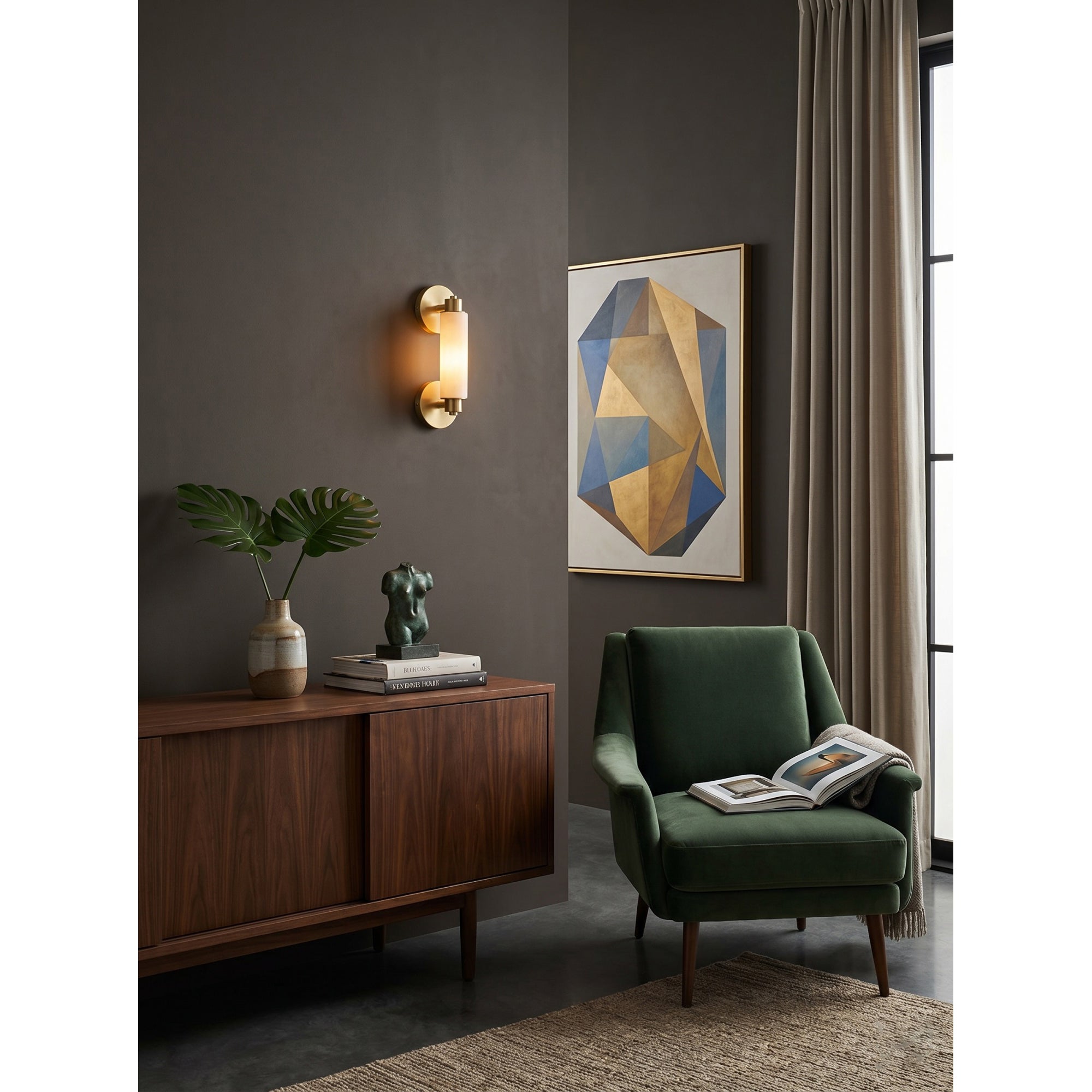 Tubular Alabaster Wall Sconce