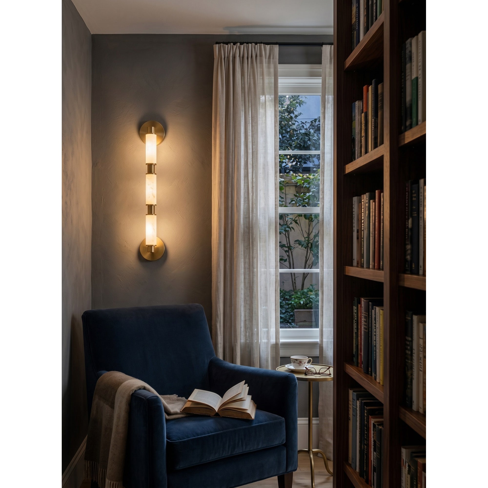 Tubular Alabaster Wall Sconce