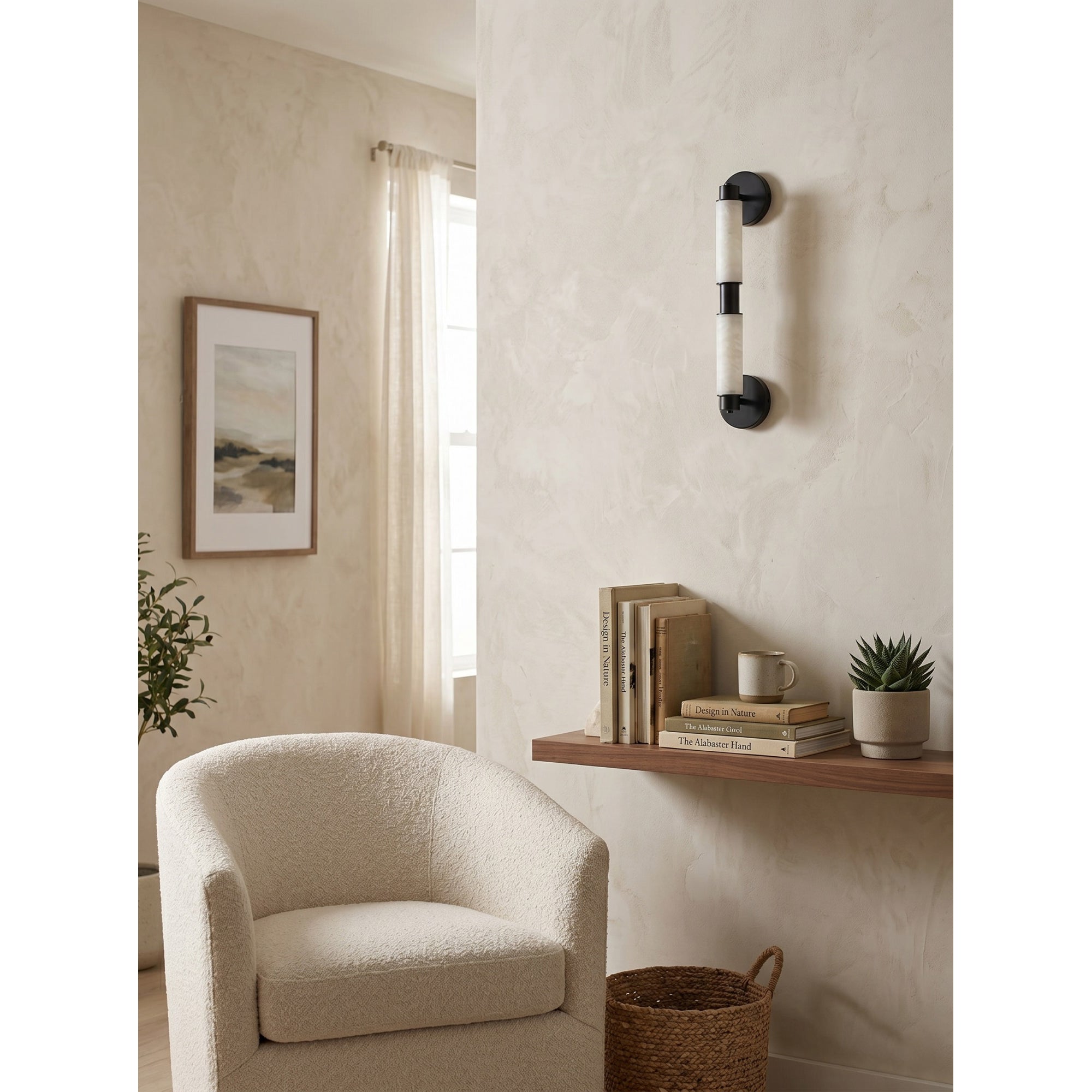 Tubular Alabaster Wall Sconce