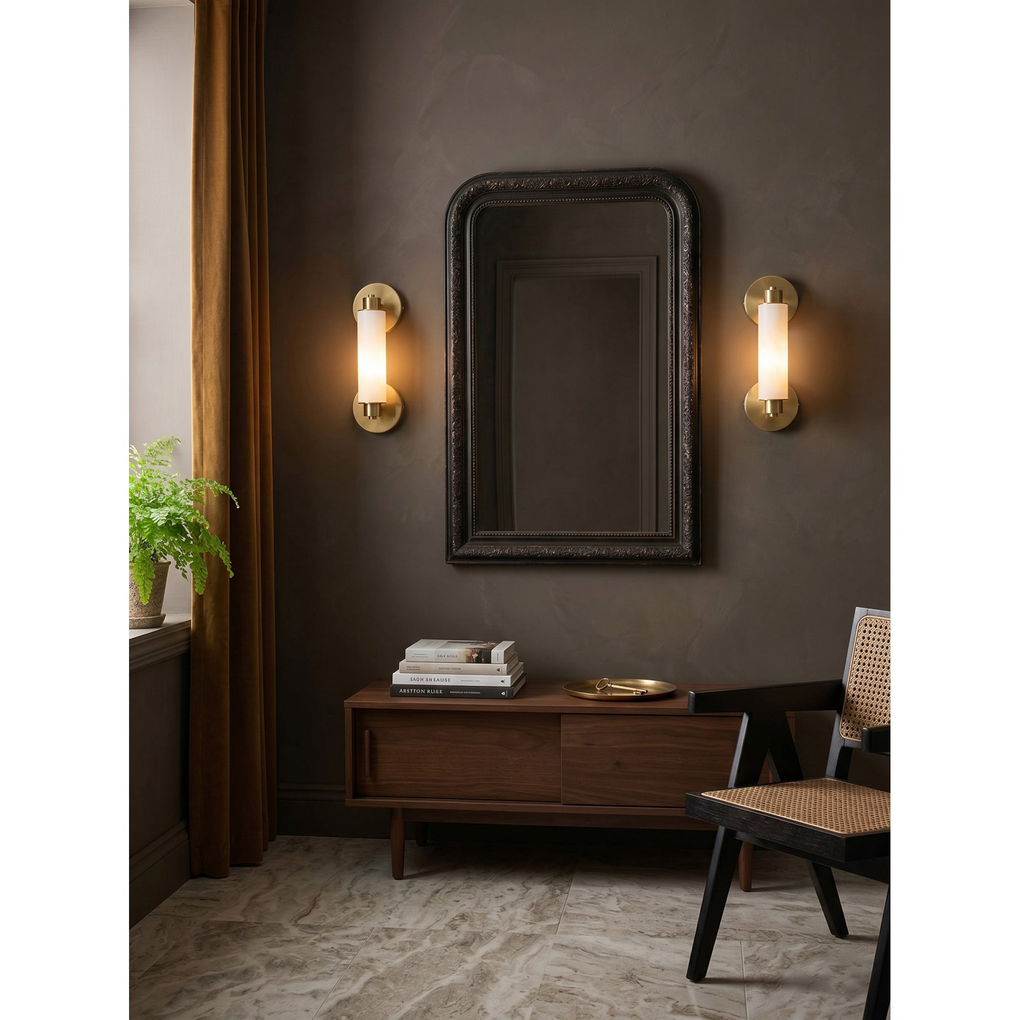 Tubular Alabaster Wall Sconce