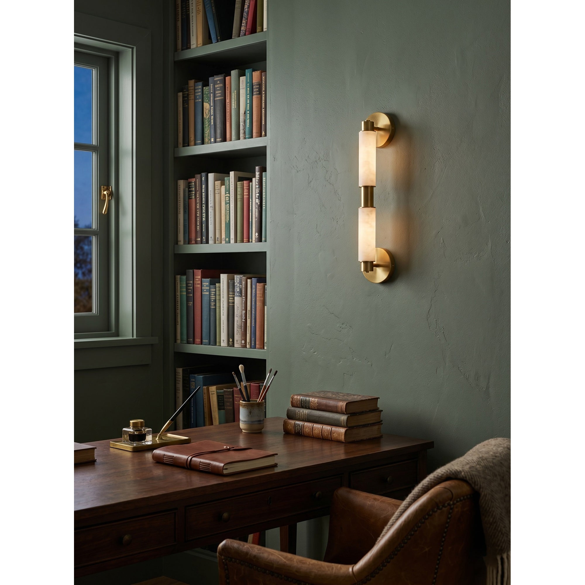 Tubular Alabaster Wall Sconce