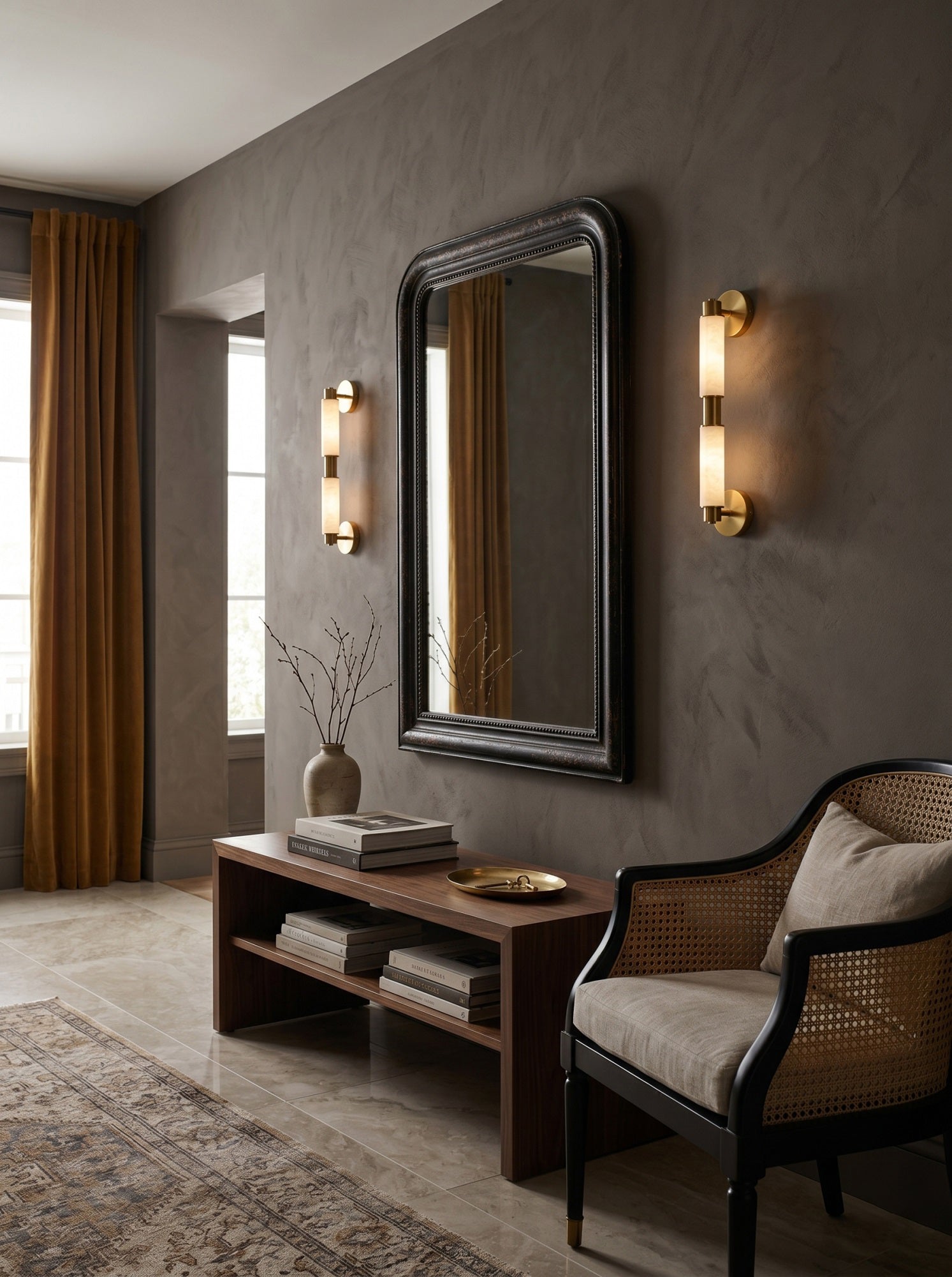 Tubular Alabaster Wall Sconce