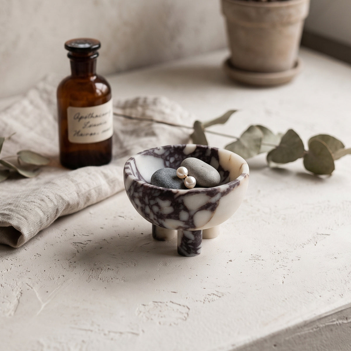 Tuscan Marble Footed Bowl