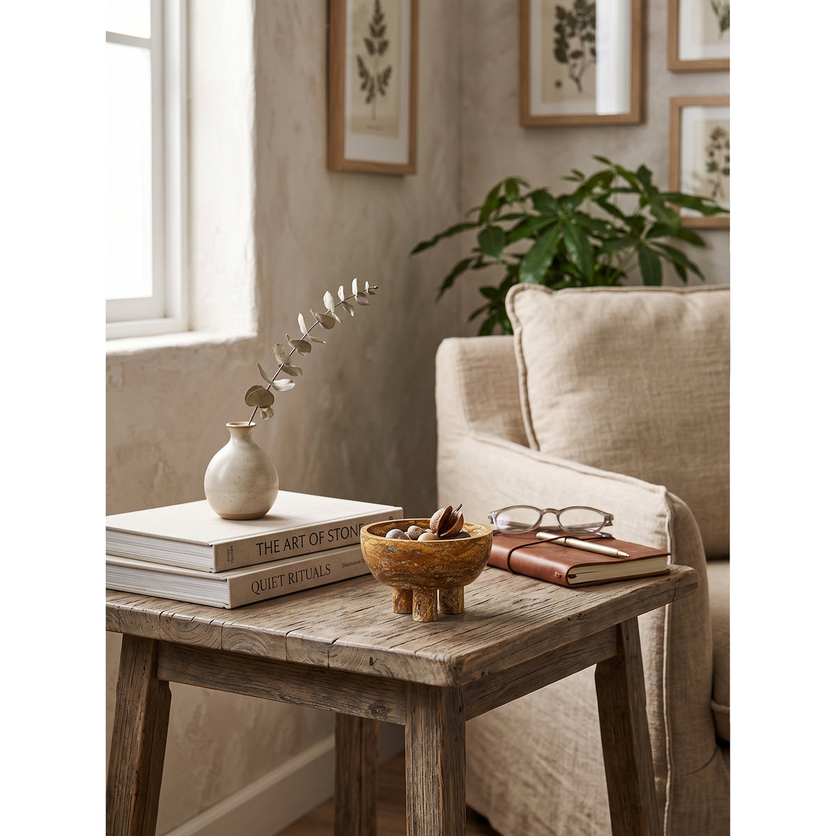 Tuscan Marble Footed Bowl