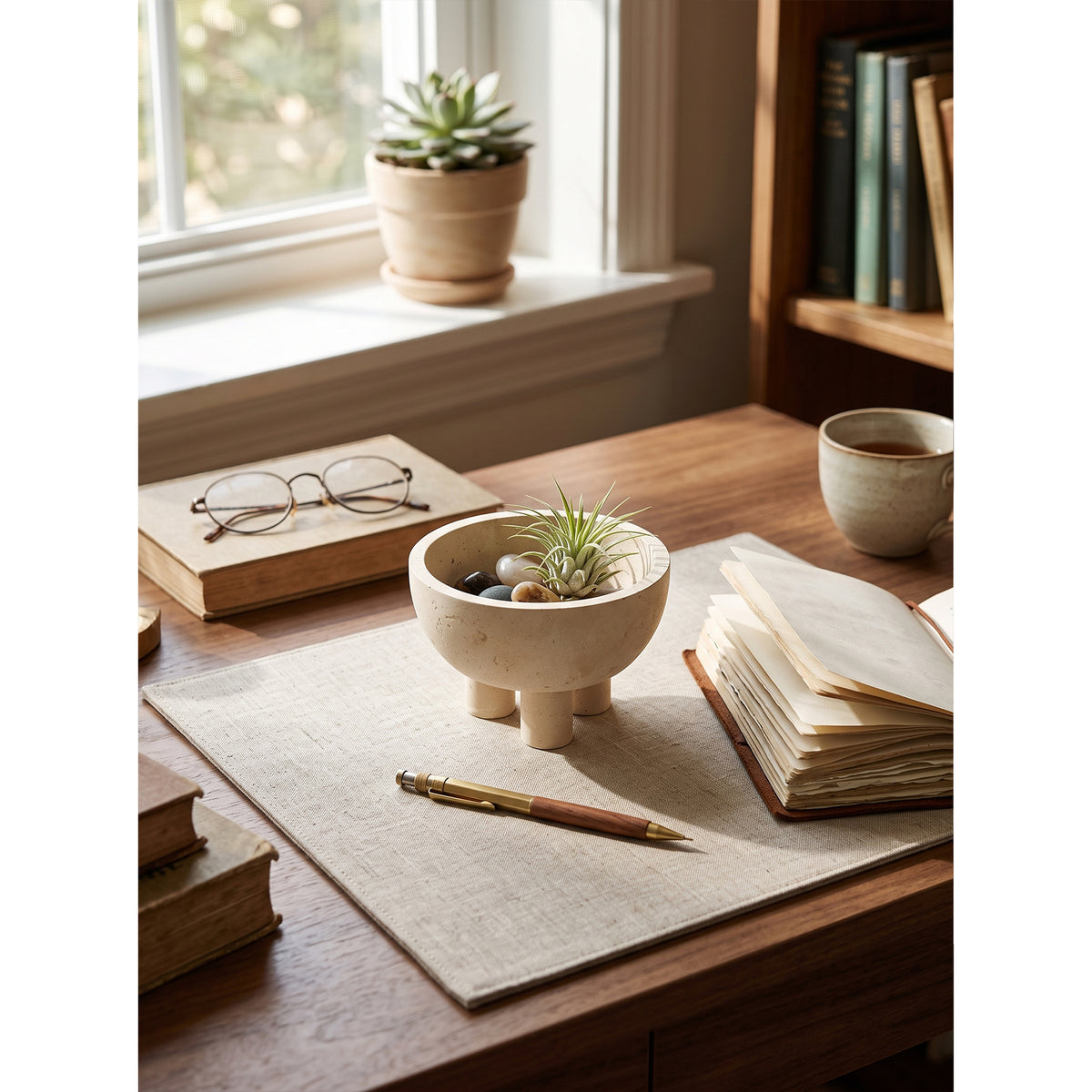 Tuscan Marble Footed Bowl