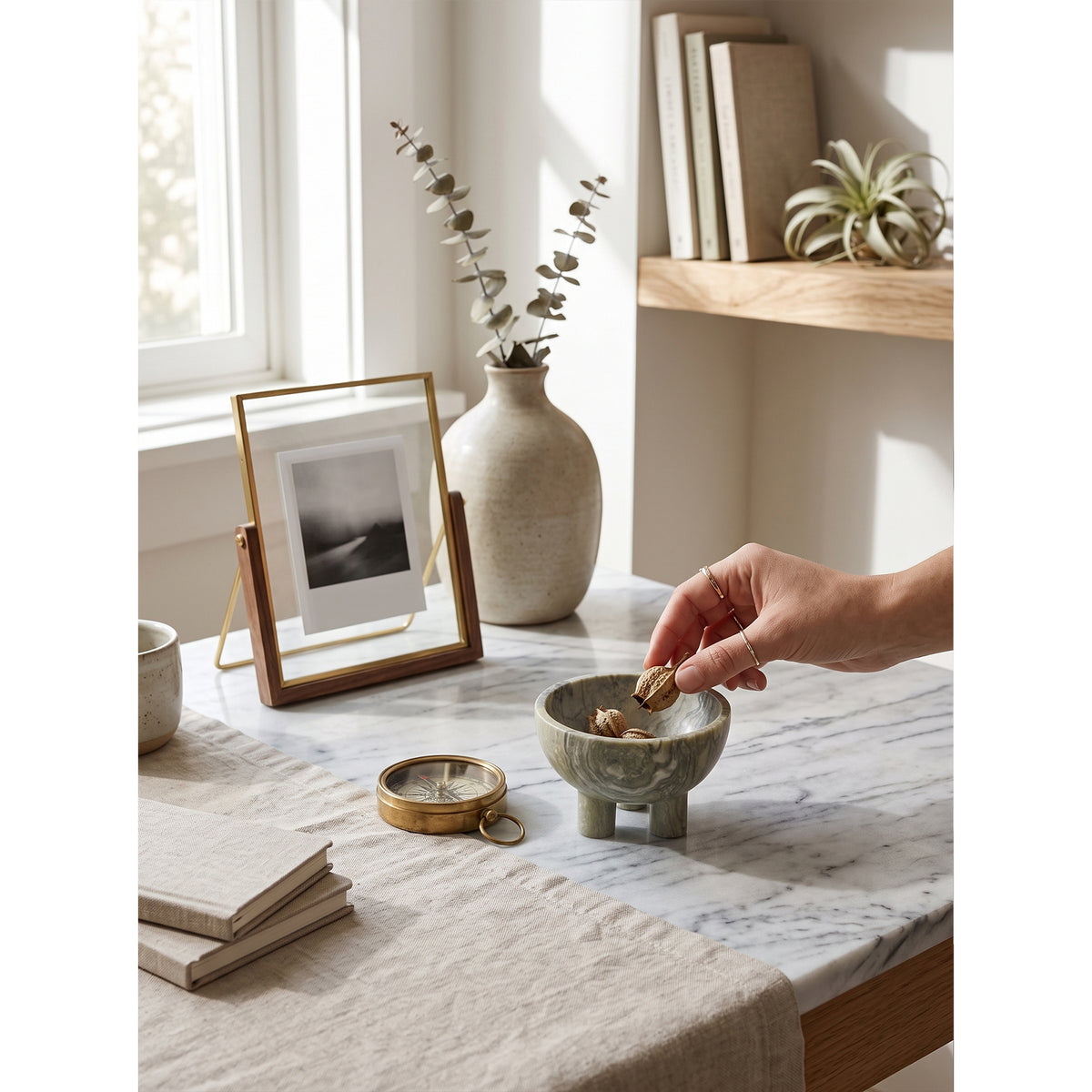 Tuscan Marble Footed Bowl
