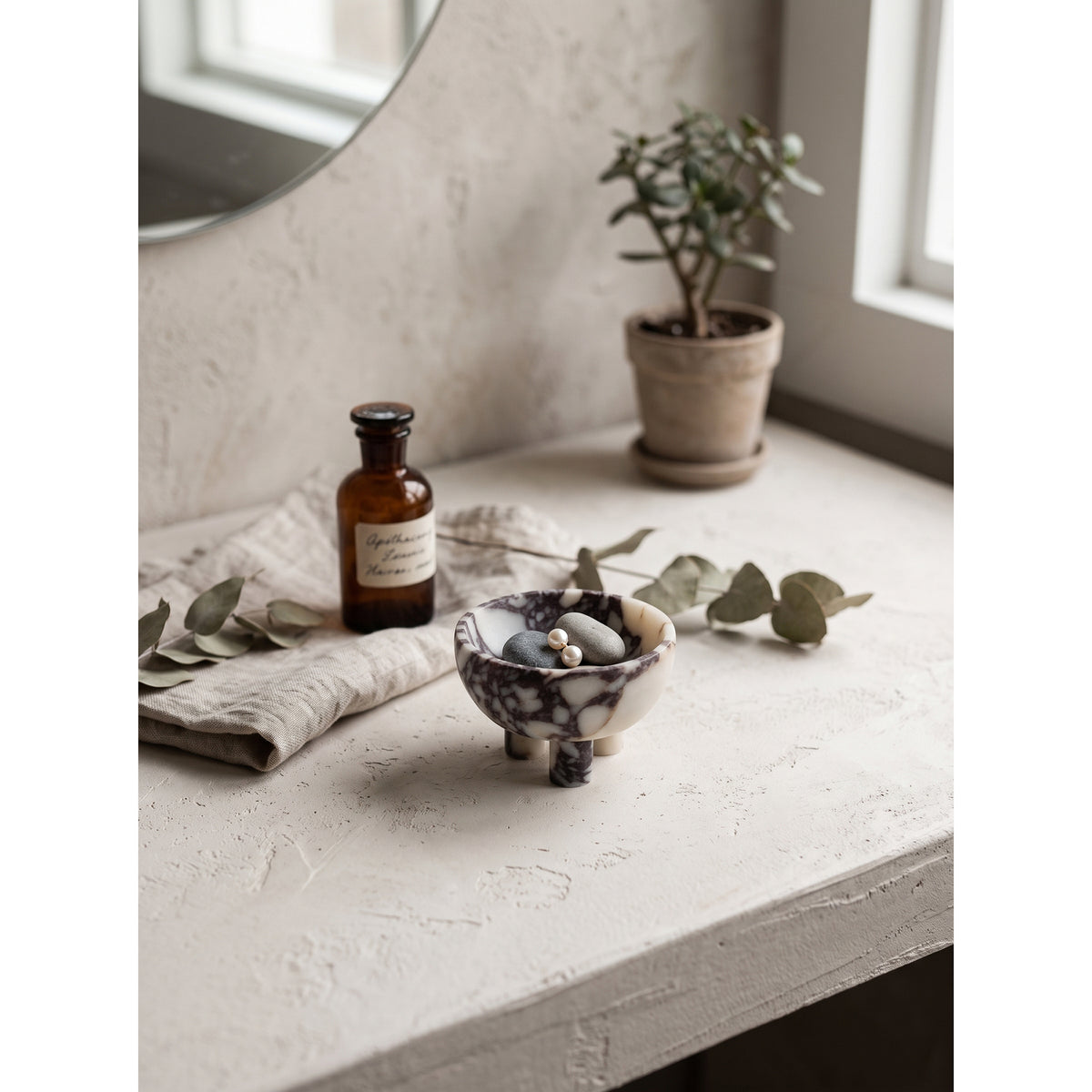 Tuscan Marble Footed Bowl