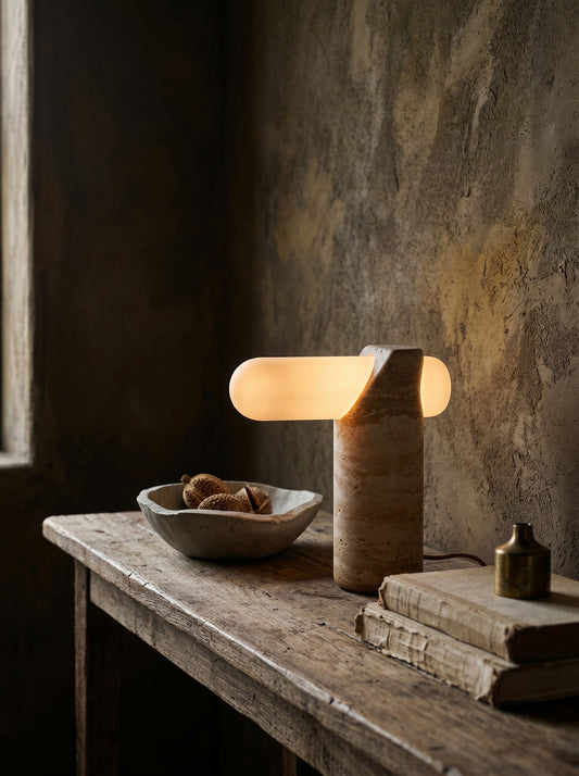 VIA Travertine Table Lamp