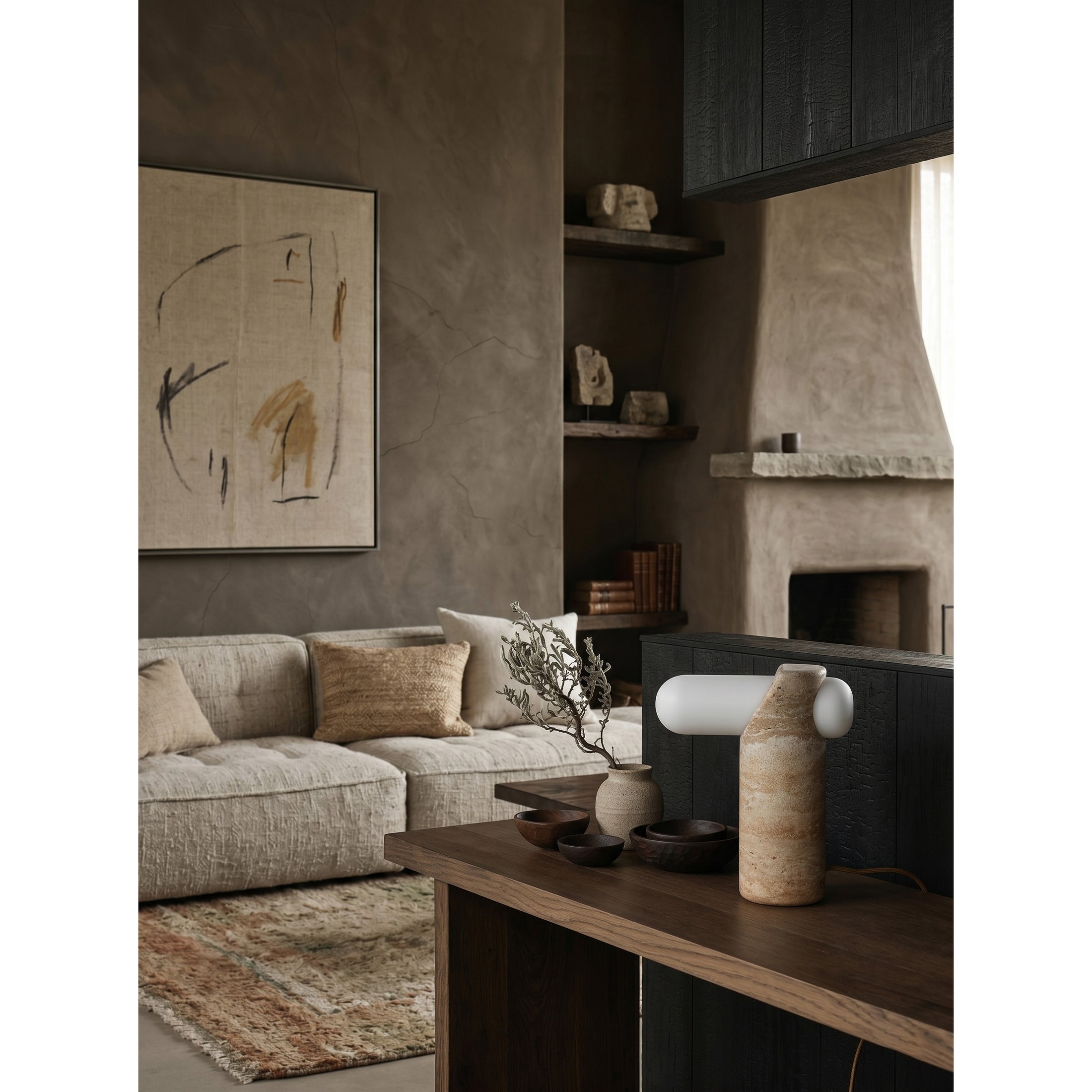 VIA Travertine Table Lamp