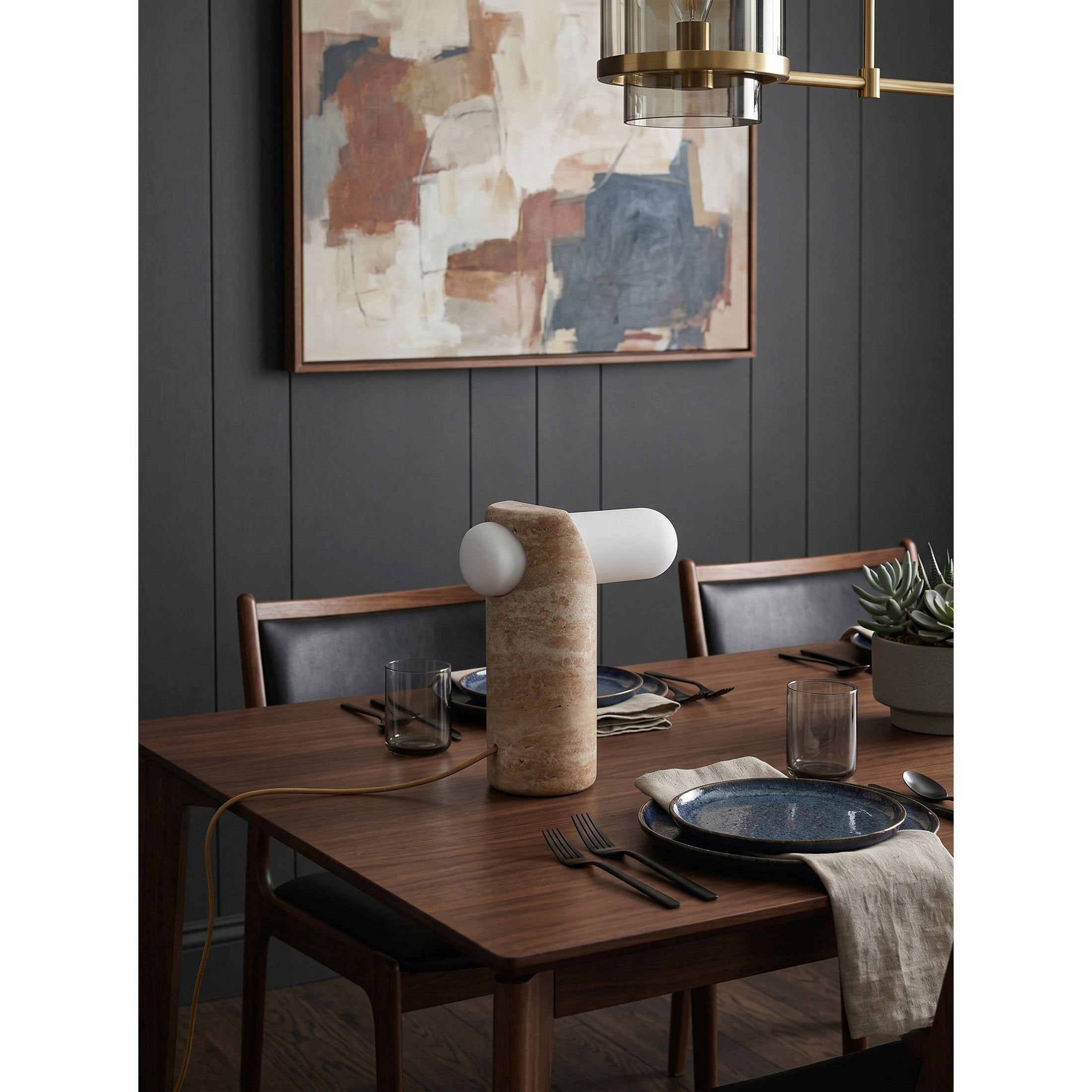 VIA Travertine Table Lamp