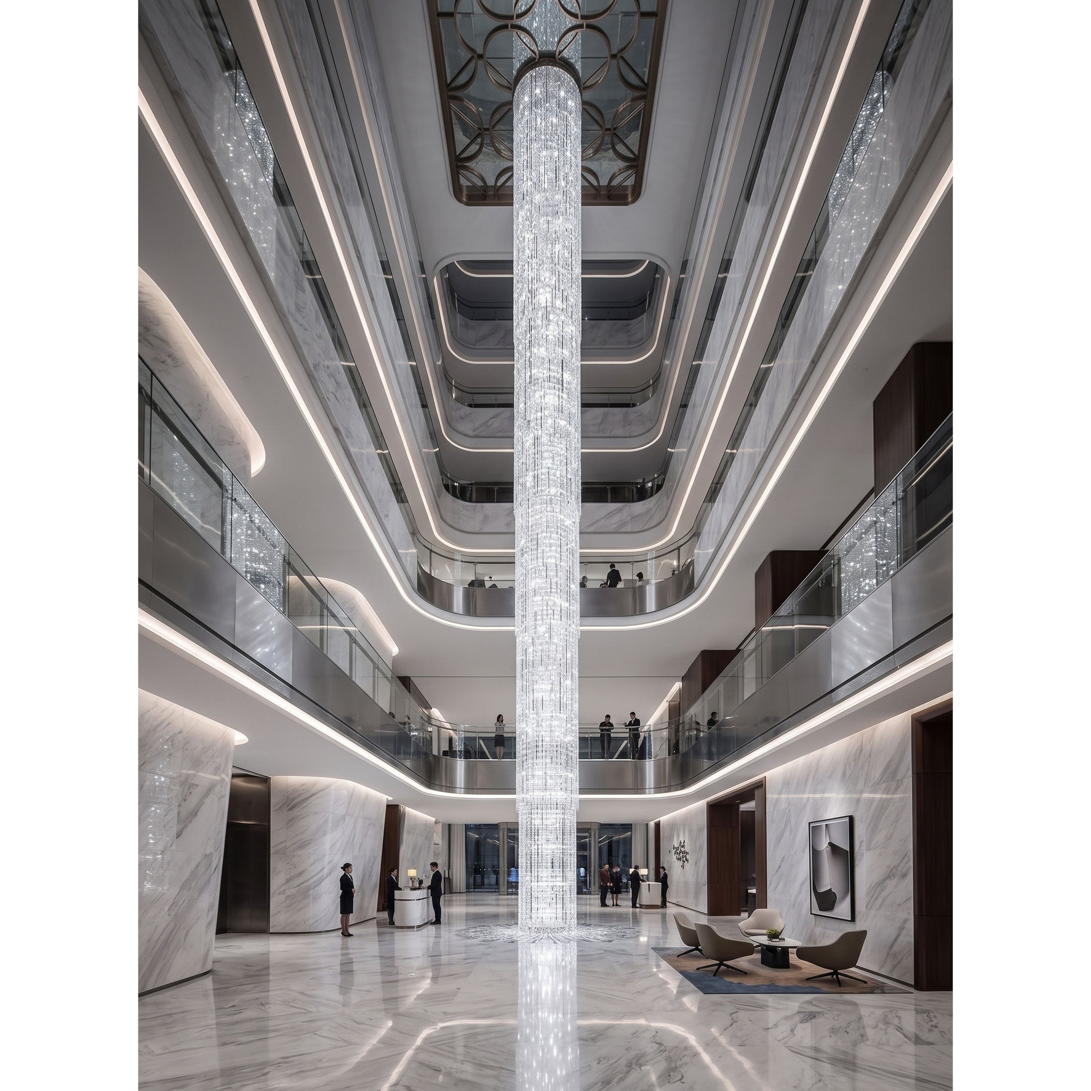 Waterfall Pillar Crystal Chandelier