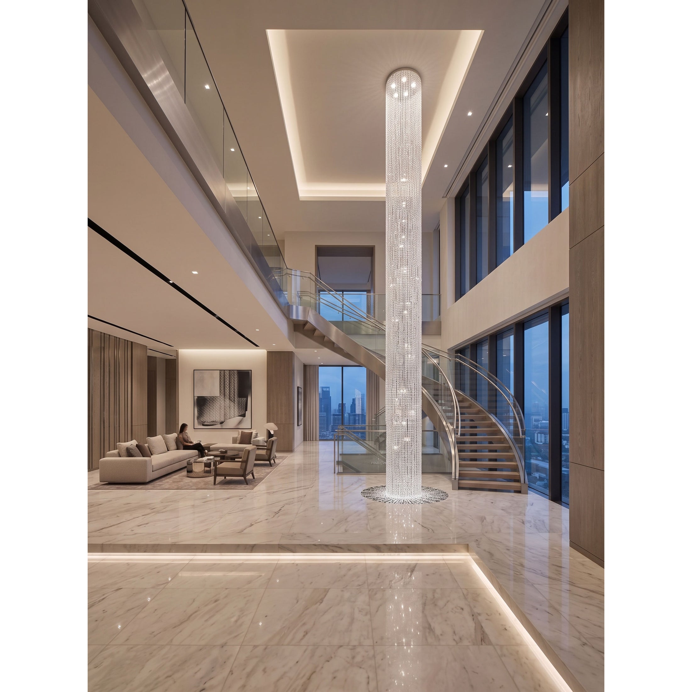 Waterfall Pillar Crystal Chandelier