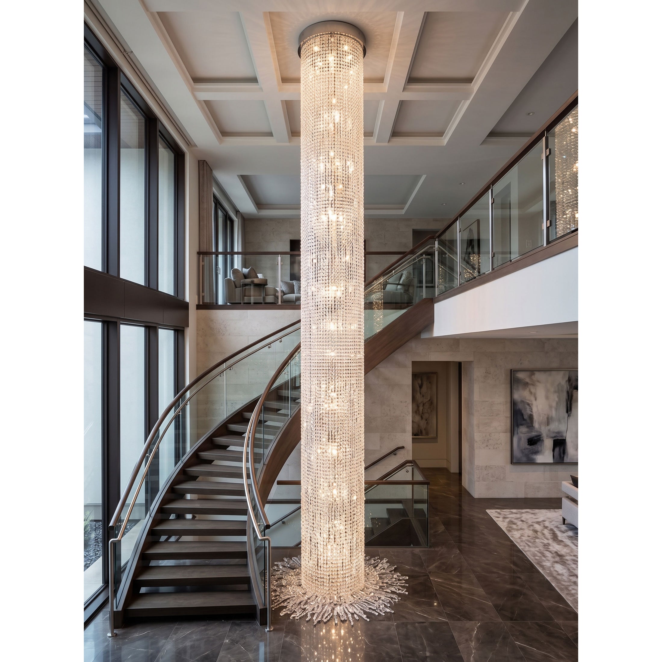 Waterfall Pillar Crystal Chandelier