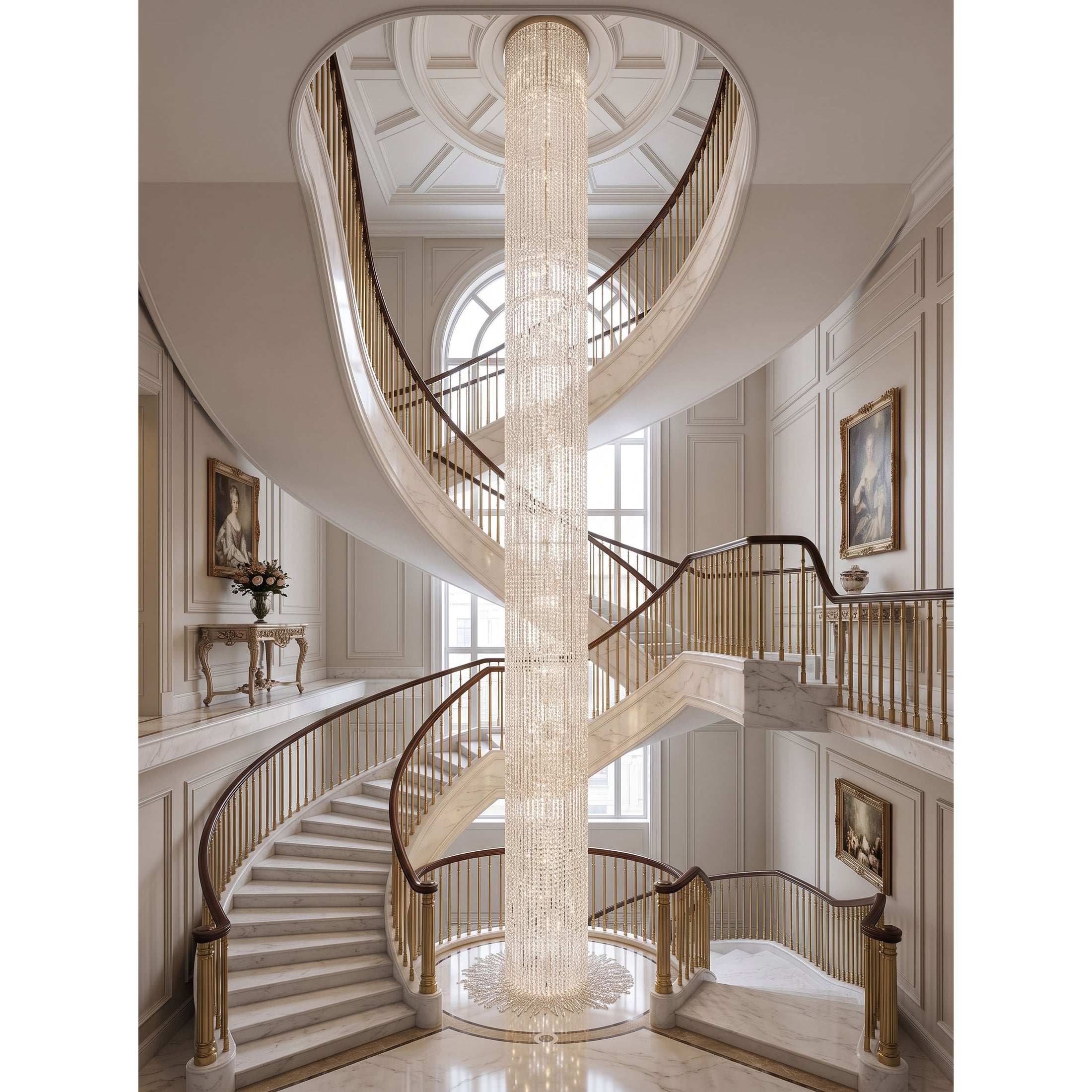 Waterfall Pillar Crystal Chandelier