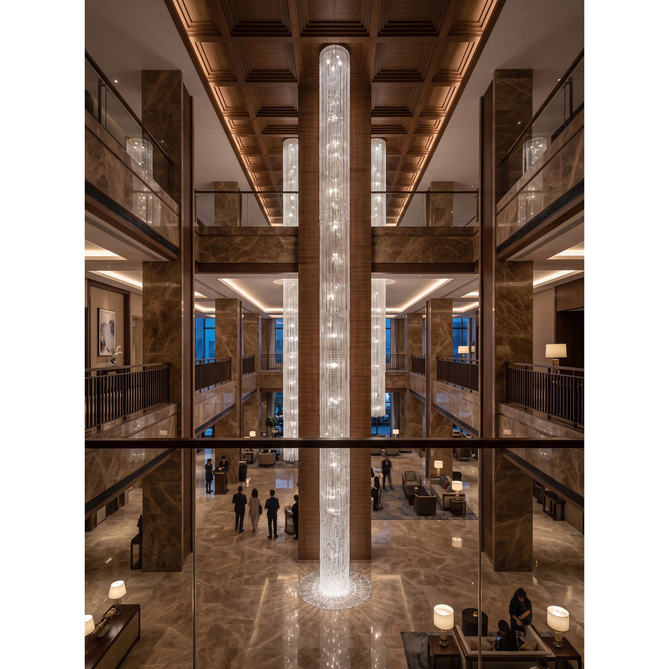 Waterfall Pillar Crystal Chandelier
