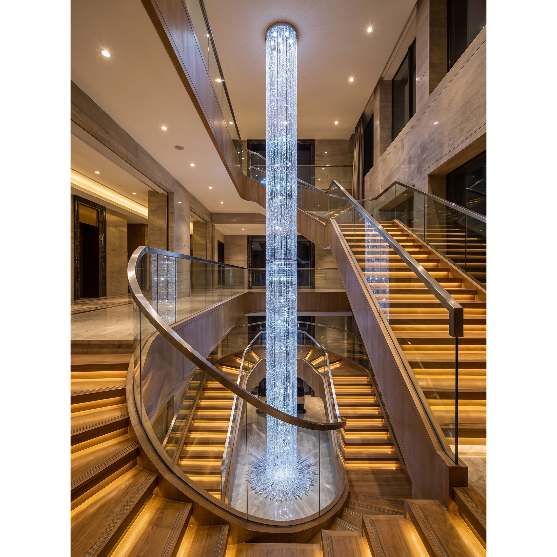 Waterfall Pillar Crystal Chandelier