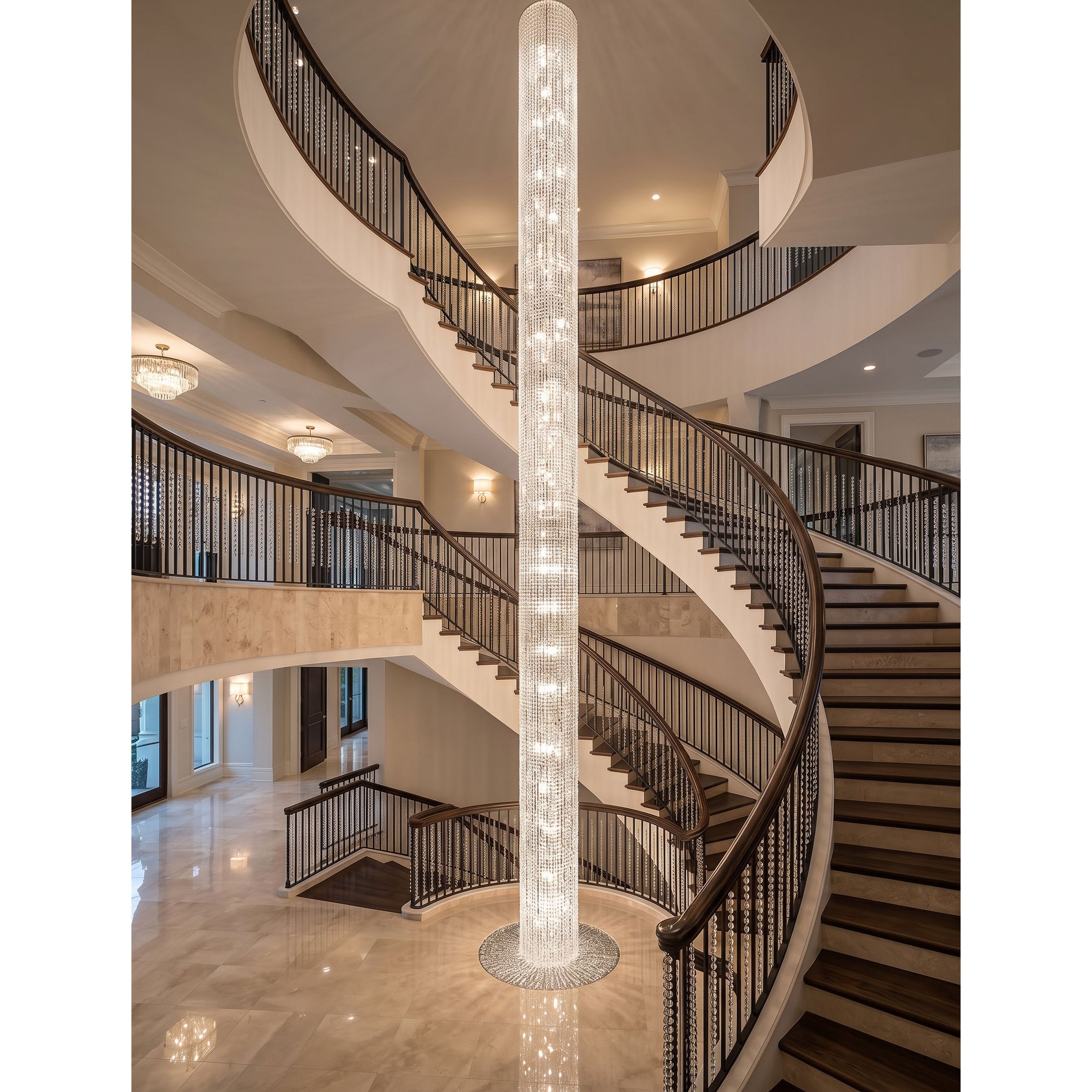 Waterfall Pillar Crystal Chandelier
