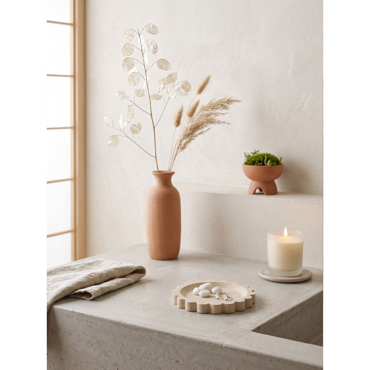 Zion Scalloped Stone Tray