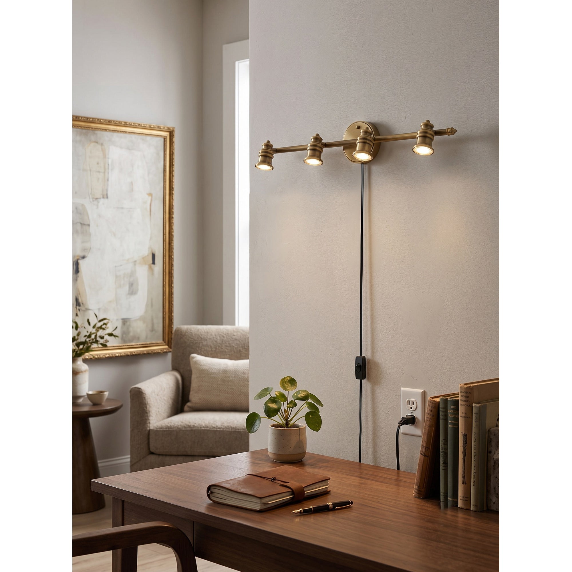 Halophane Brass Plug-in Wall Sconce
