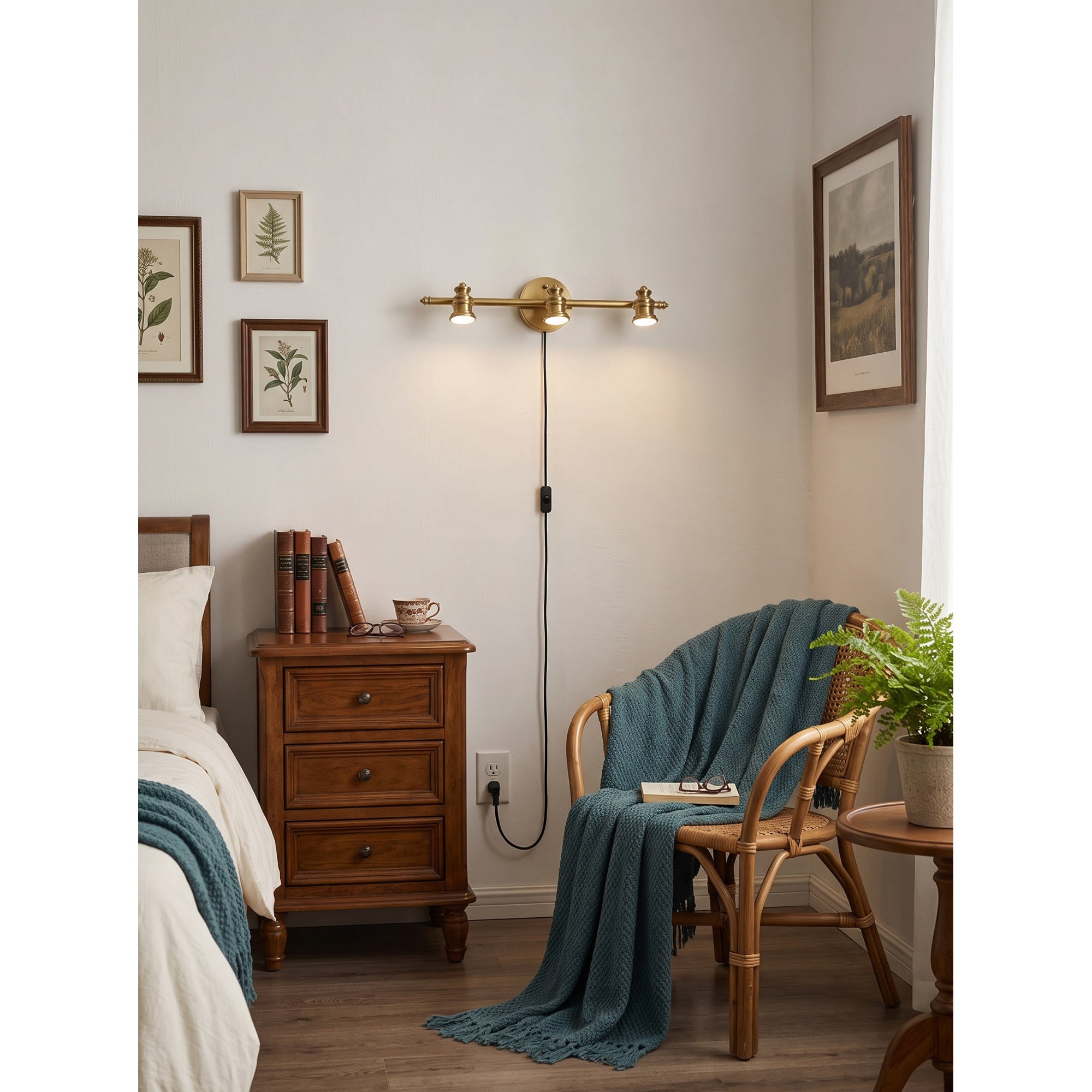 Halophane Brass Plug-in Wall Sconce