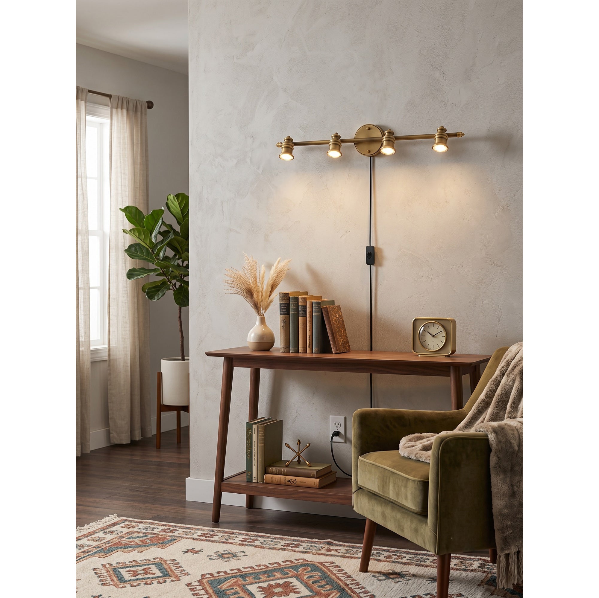Halophane Brass Plug-in Wall Sconce
