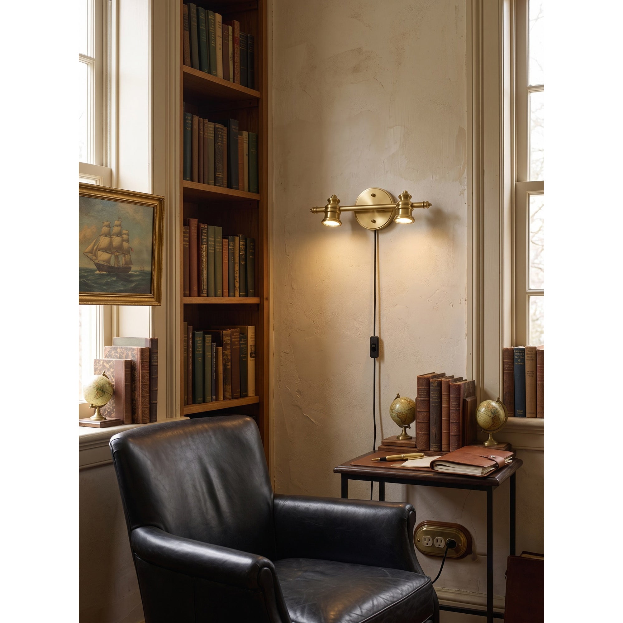 Halophane Brass Plug-in Wall Sconce