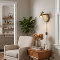 Charger l'image dans la visionneuse de la galerie, Halophane Brass Plug-in Wall Sconce
