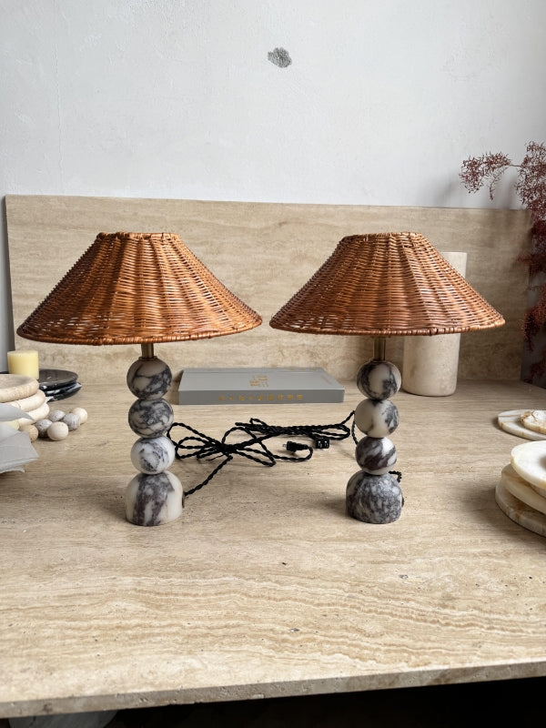 Rattan Marble Table Lamp