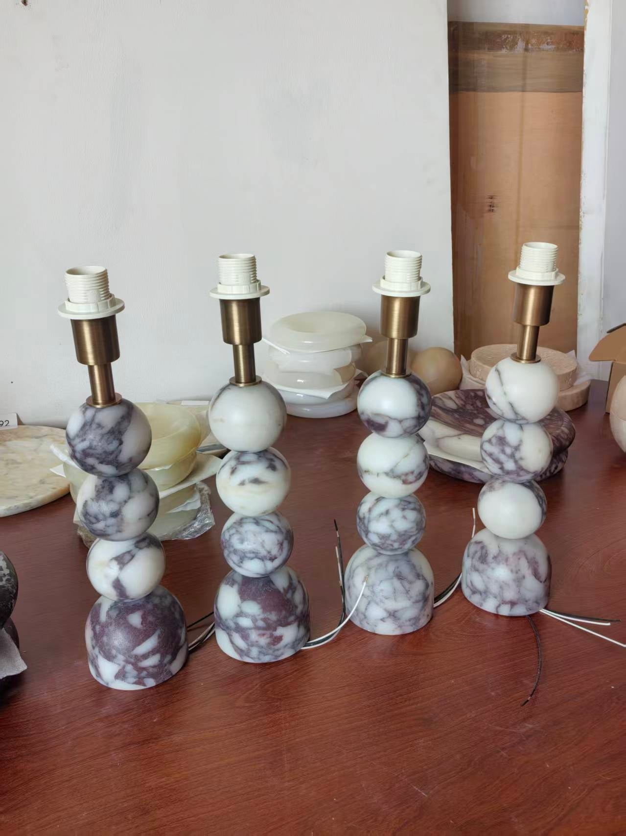 Rattan Marble Table Lamp