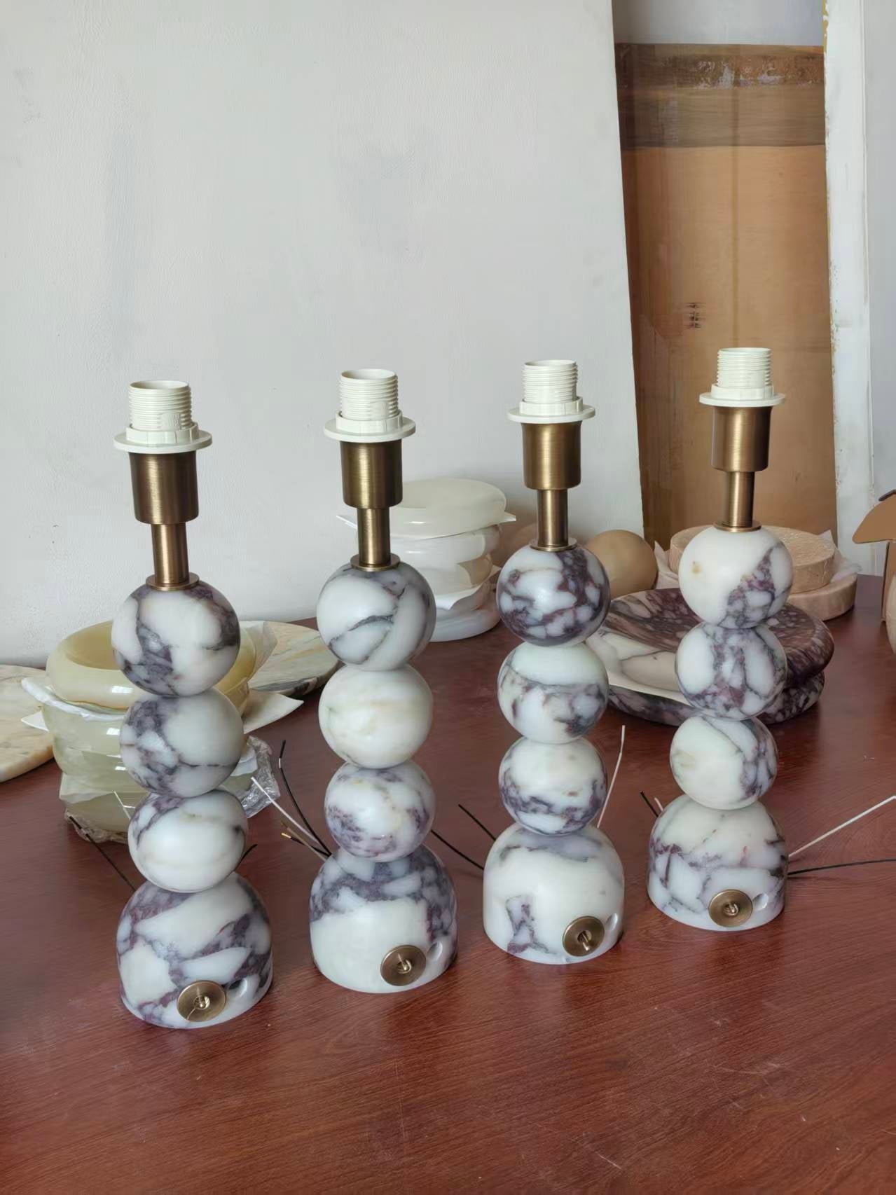 Rattan Marble Table Lamp