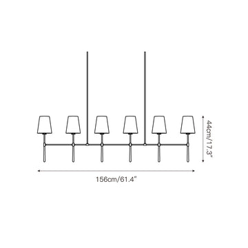 Rhodes Linear Chandelier – detail 5 — Dimension drawings 2