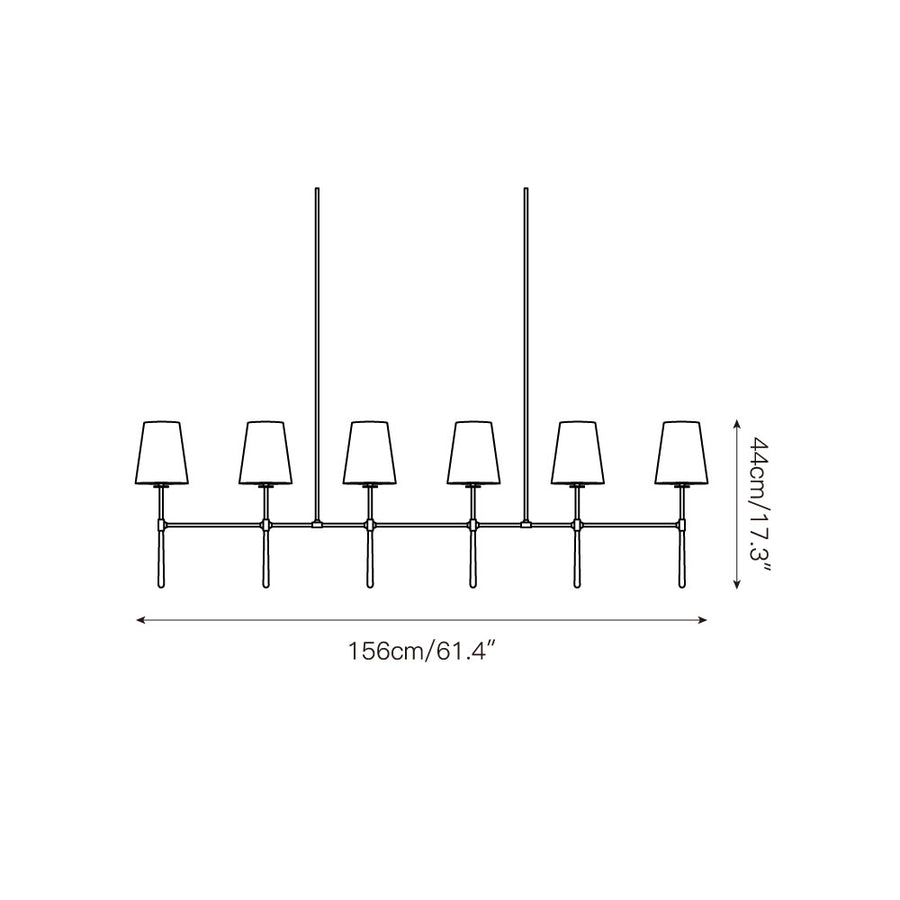 Rhodes Linear Chandelier – detail 5 — Dimension drawings 2