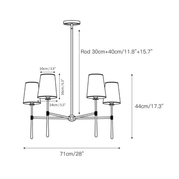 Rhodes Round Chandelier – detail 3 — Dimension drawings 1