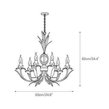 Rodrick 6-Light Chandelier – detail 3 — Dimension drawings 1