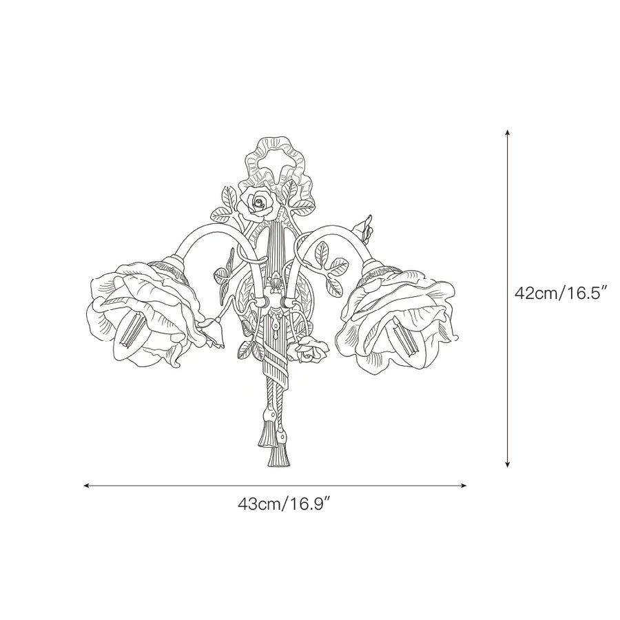 Rosalie Floral Pink Sconce – detail 4 — Dimension drawings 2