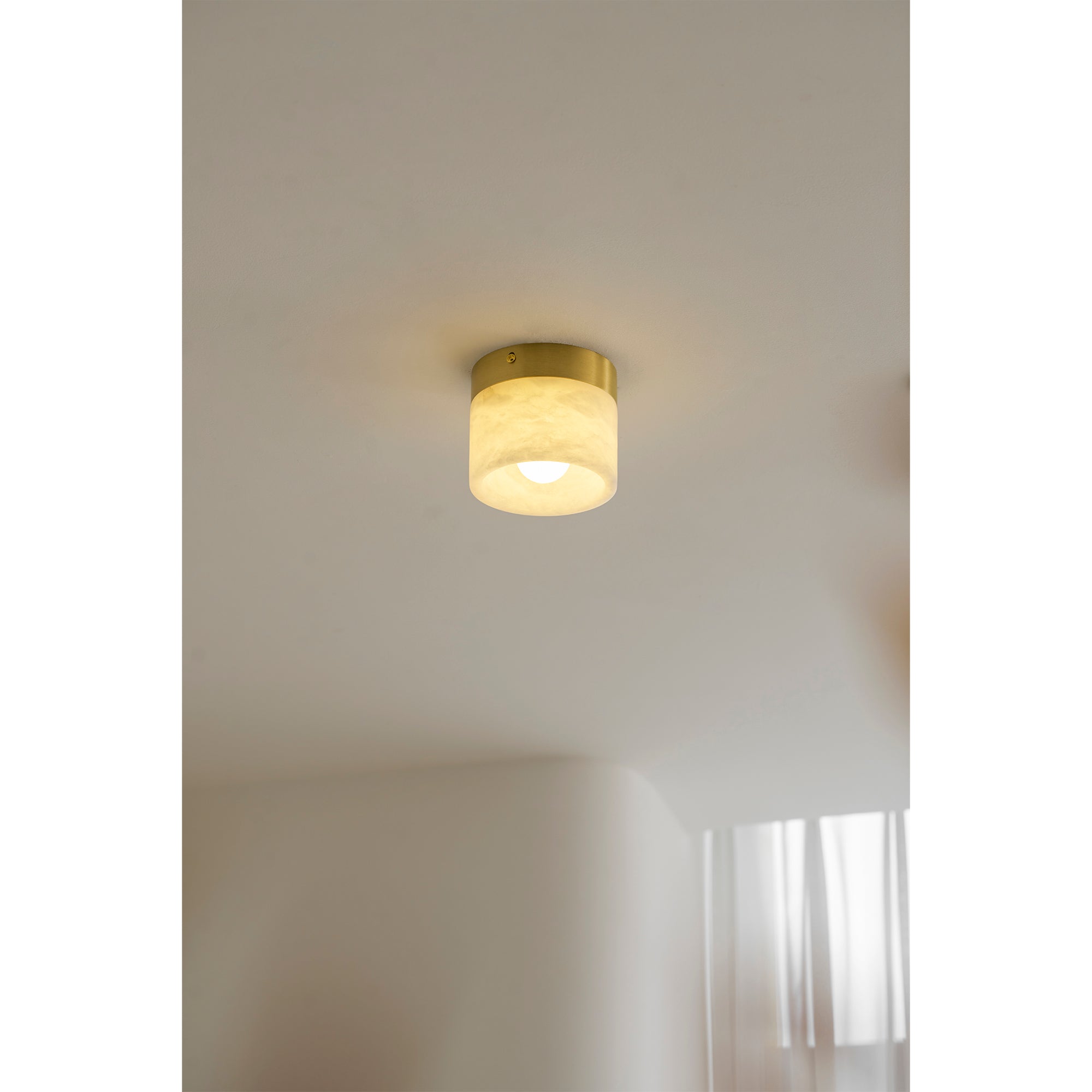 Round Alabaster Semi-Flush Mount