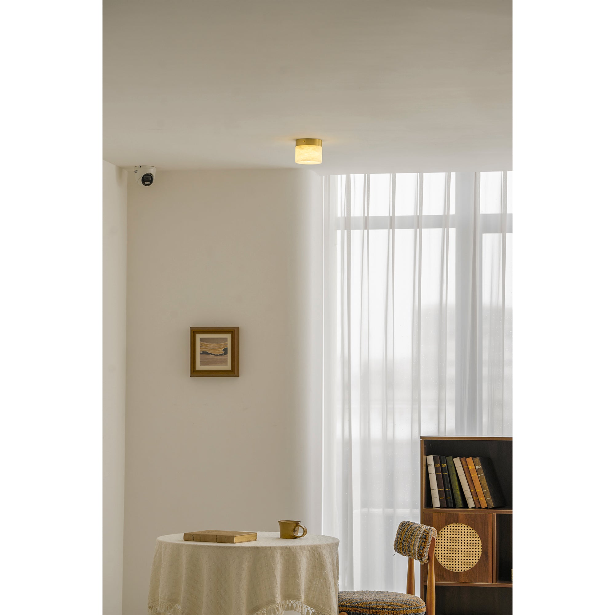 Round Alabaster Semi-Flush Mount