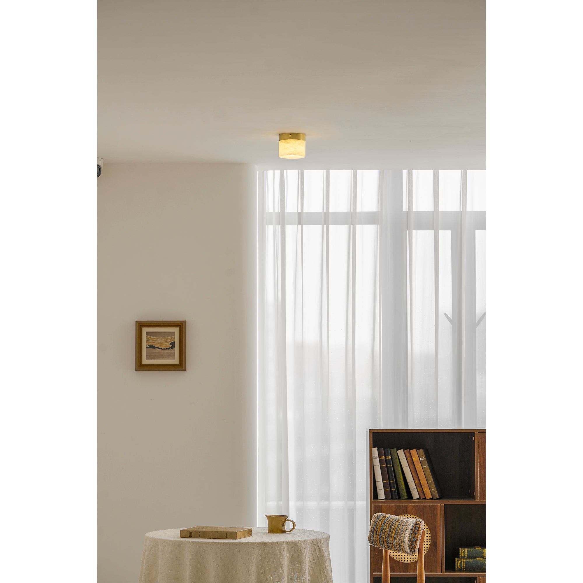 Round Alabaster Semi-Flush Mount