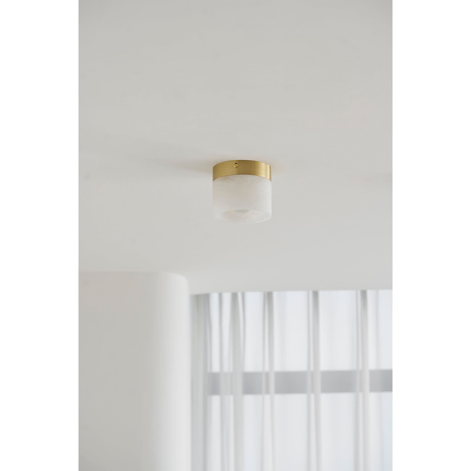 Round Alabaster Semi-Flush Mount
