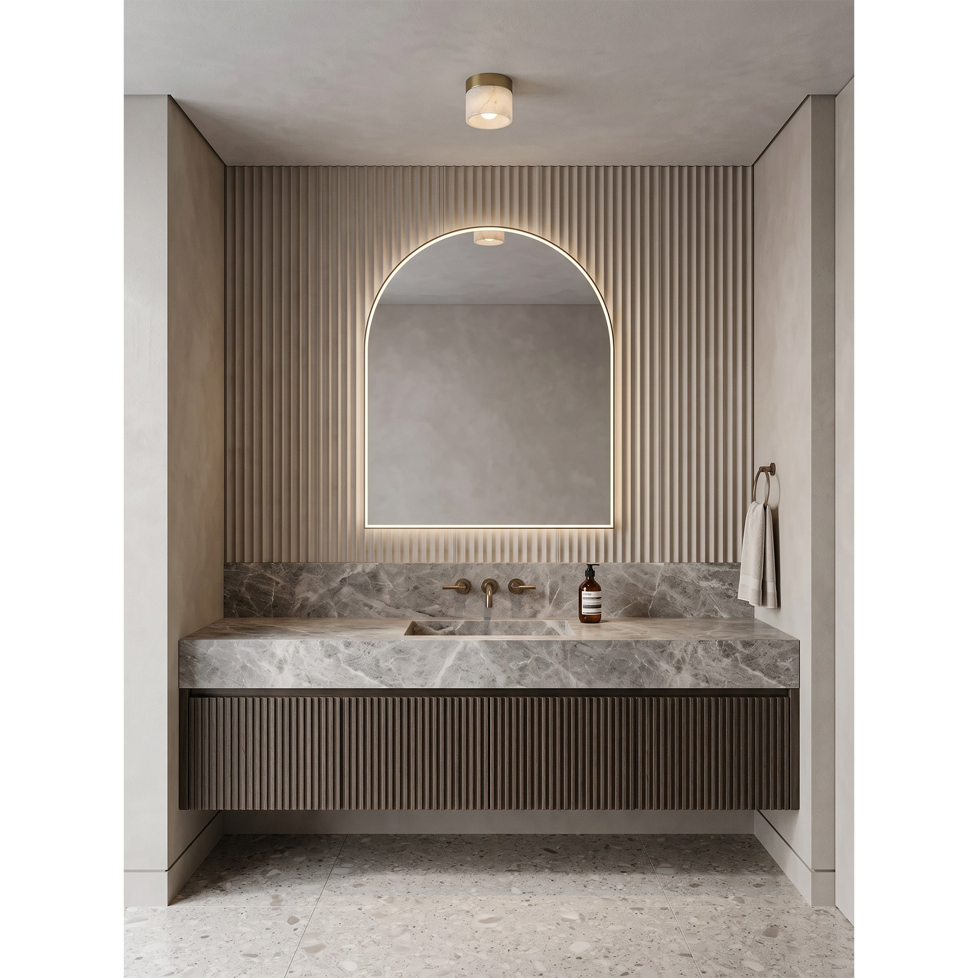 Round Alabaster Semi-Flush Mount