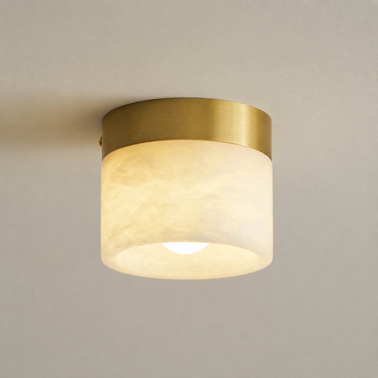 Round Alabaster Semi-Flush Mount