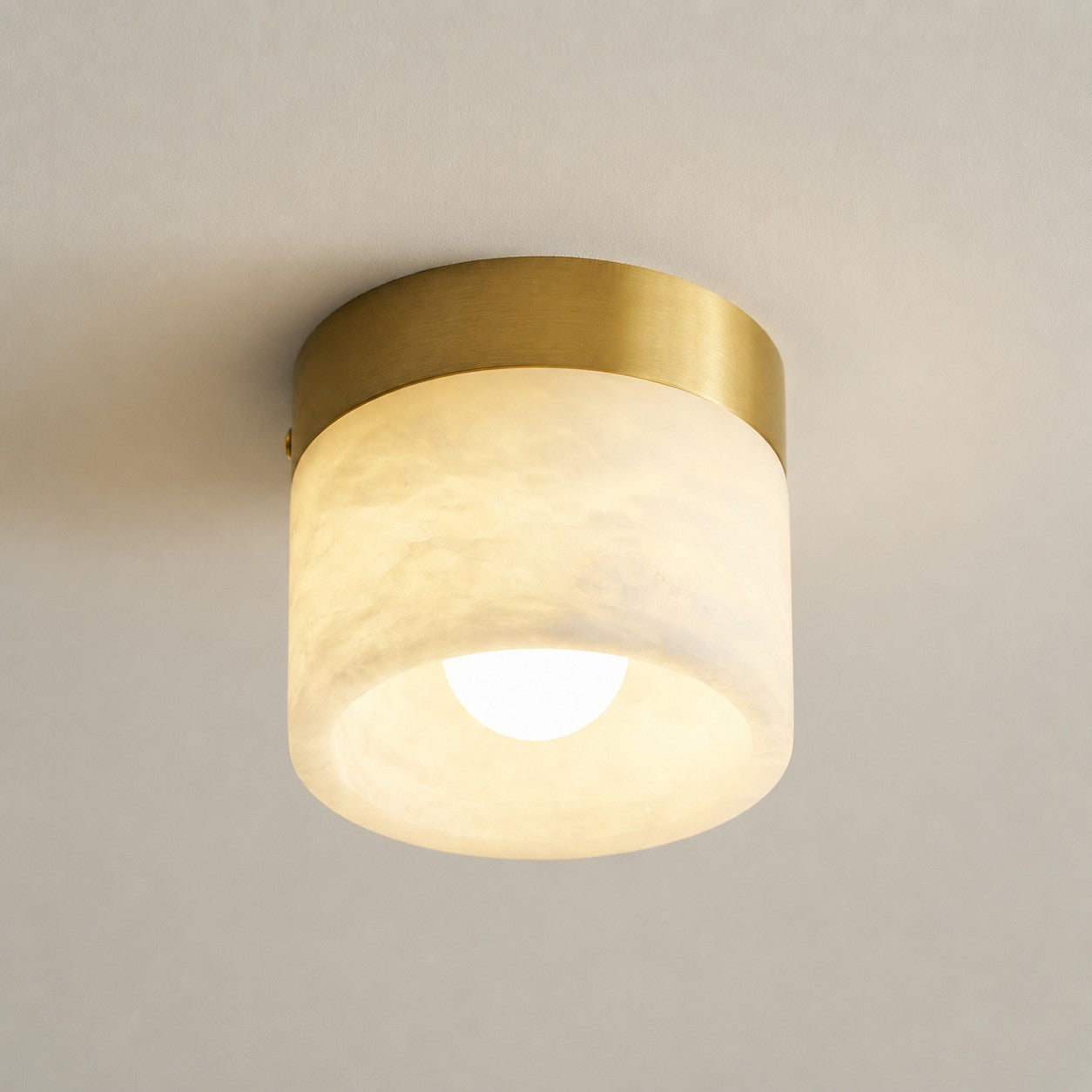 Round Alabaster Semi-Flush Mount